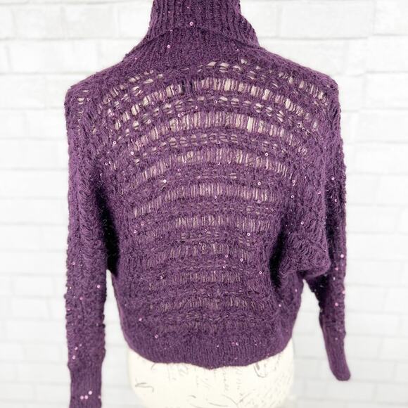 Express Knit Purple Sweater Cardigan with Sequin Size XS - Picture 5 of 7